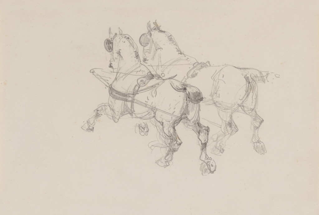 View full screen - View 1 of Lot 15. Deux chevaux au galop.