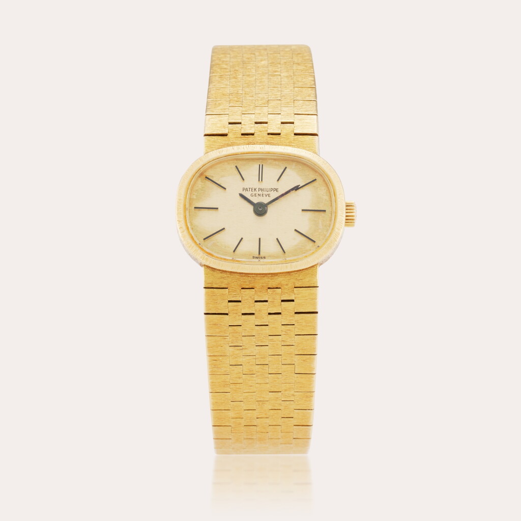 View full screen - View 1 of Lot 78. Reference 3373/1 Ellipse | A yellow gold bracelet watch, Circa 1969.
