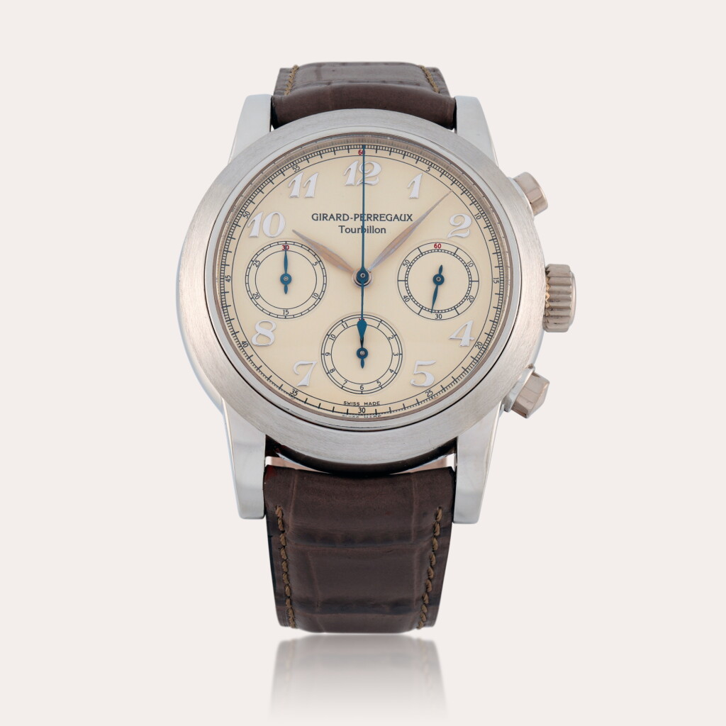 View full screen - View 1 of Lot 115. Tourbillon With Three Gold Bridges Chronograph, Reference 99150.0.71.81778 | A limited edition platinum tourbillon chronograph wristwatch | Made in 1996.