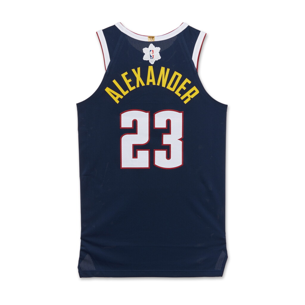 View full screen - View 1 of Lot 104. Trey Alexander ‘Christmas Day’ Denver Nuggets 2024-2025 Game Issued Icon Edition Jersey .