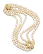 CULTURED PEARL, YELLOW SAPPHIRE AND DIAMOND NECKLACE | VAN CLEEF & ARPELS