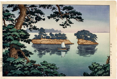 View full screen - View 1 of Lot 101. Tsuchiya Koitsu (1870-1949) | Spring Rain at Matsushima (Harusame Matsushima) | Showa period, 20th century.