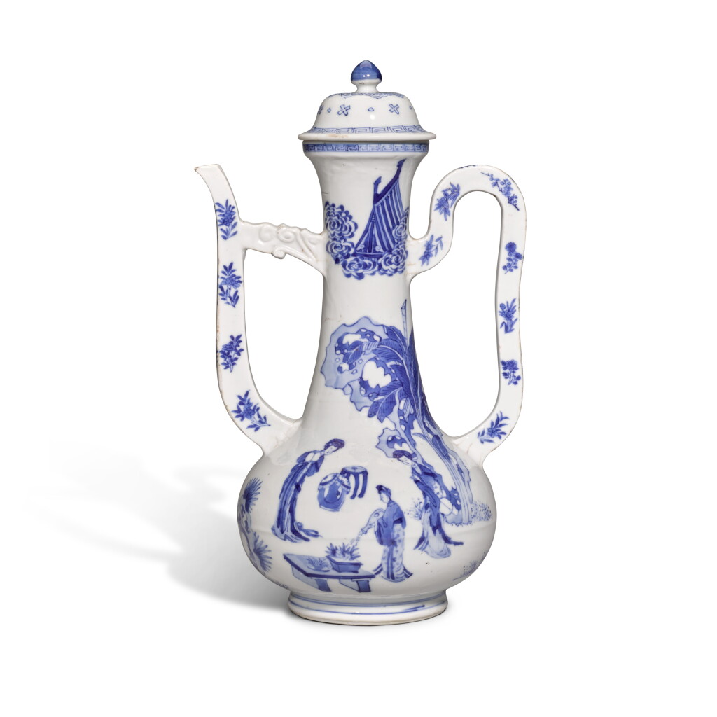 View full screen - View 1 of Lot 254. A blue and white wine ewer and cover, Qing dynasty, Kangxi period.