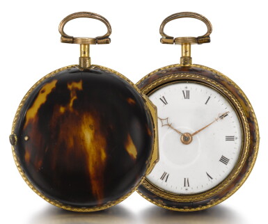 View full screen - View 1 of Lot 225. HERITAGE | A GILT METAL AND TORTOISESHELL VERGE WATCH | CIRCA 1790.
