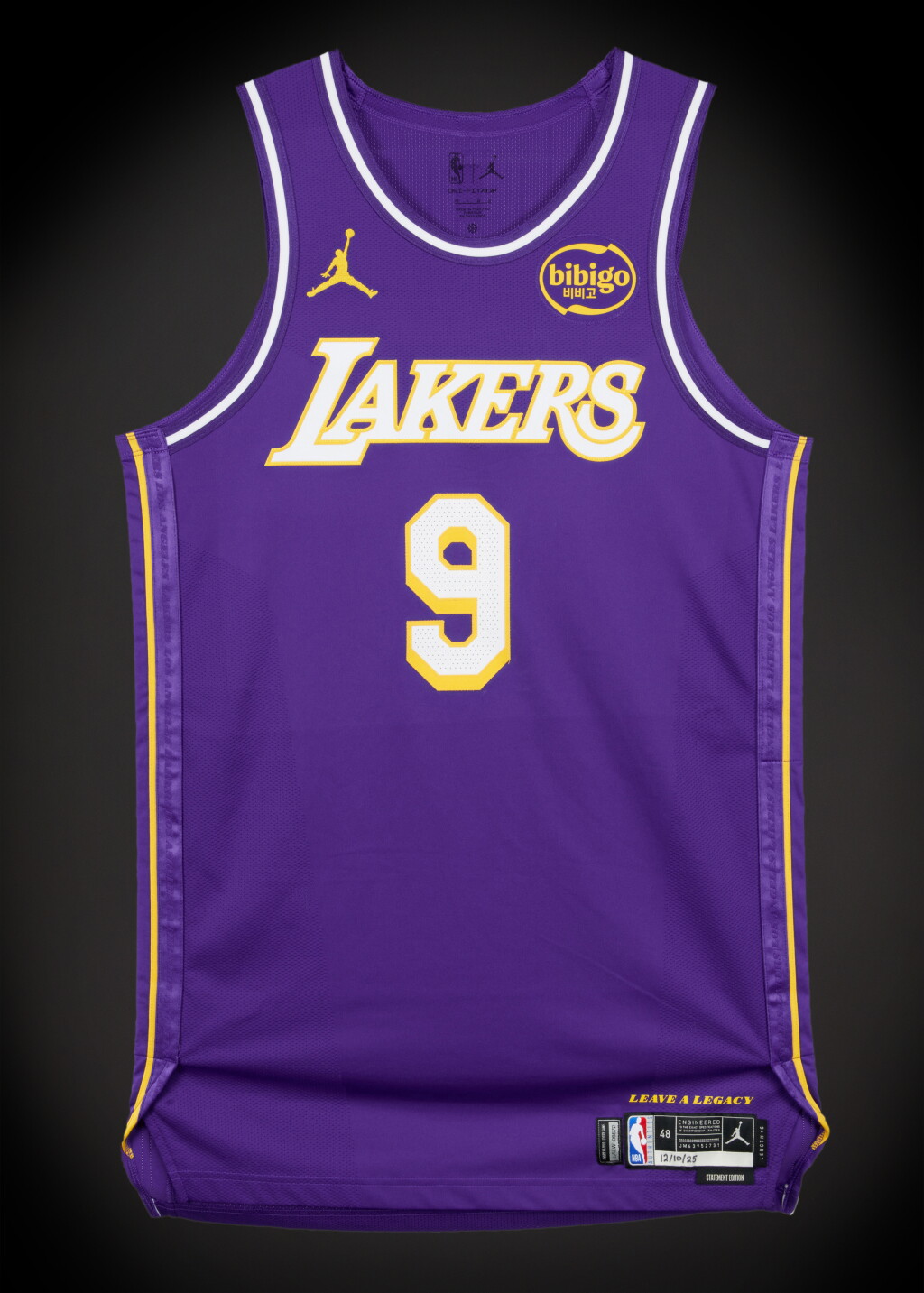 View full screen - View 1 of Lot 46. Bronny James Los Angeles Lakers 2025-2026 Emirates NBA Cup Quarterfinals Game Worn Statement Edition Jersey.