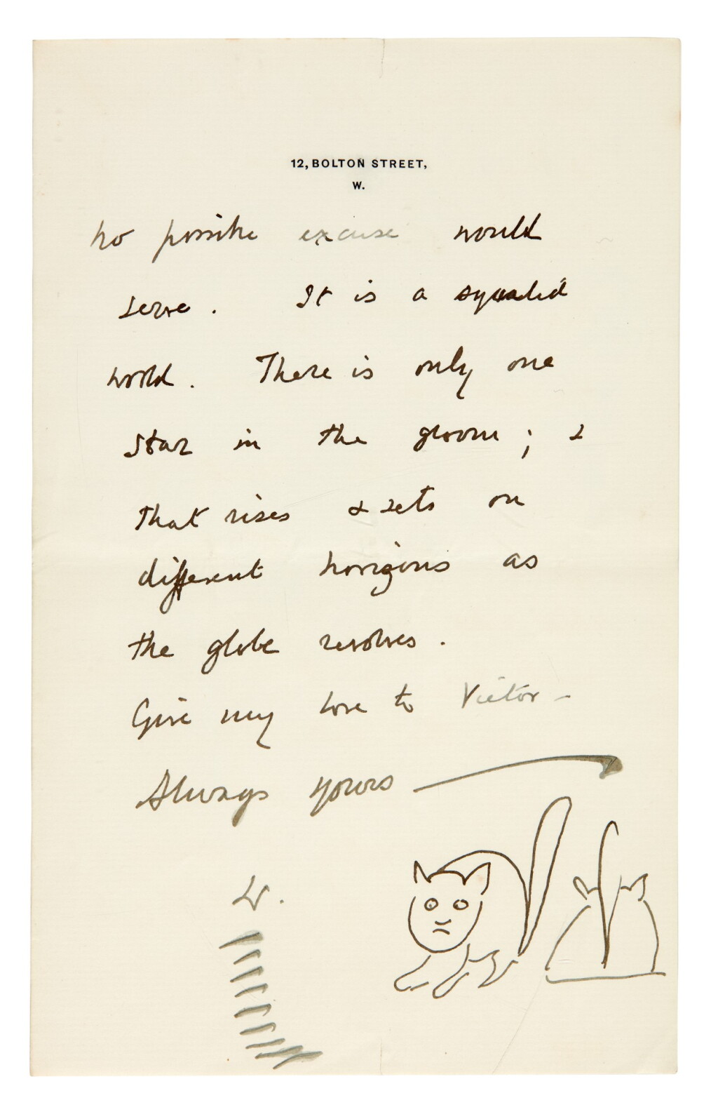 View full screen - View 1 of Lot 28. CHURCHILL | autograph letter signed, to Pamela, Countess of Lytton, 1907.