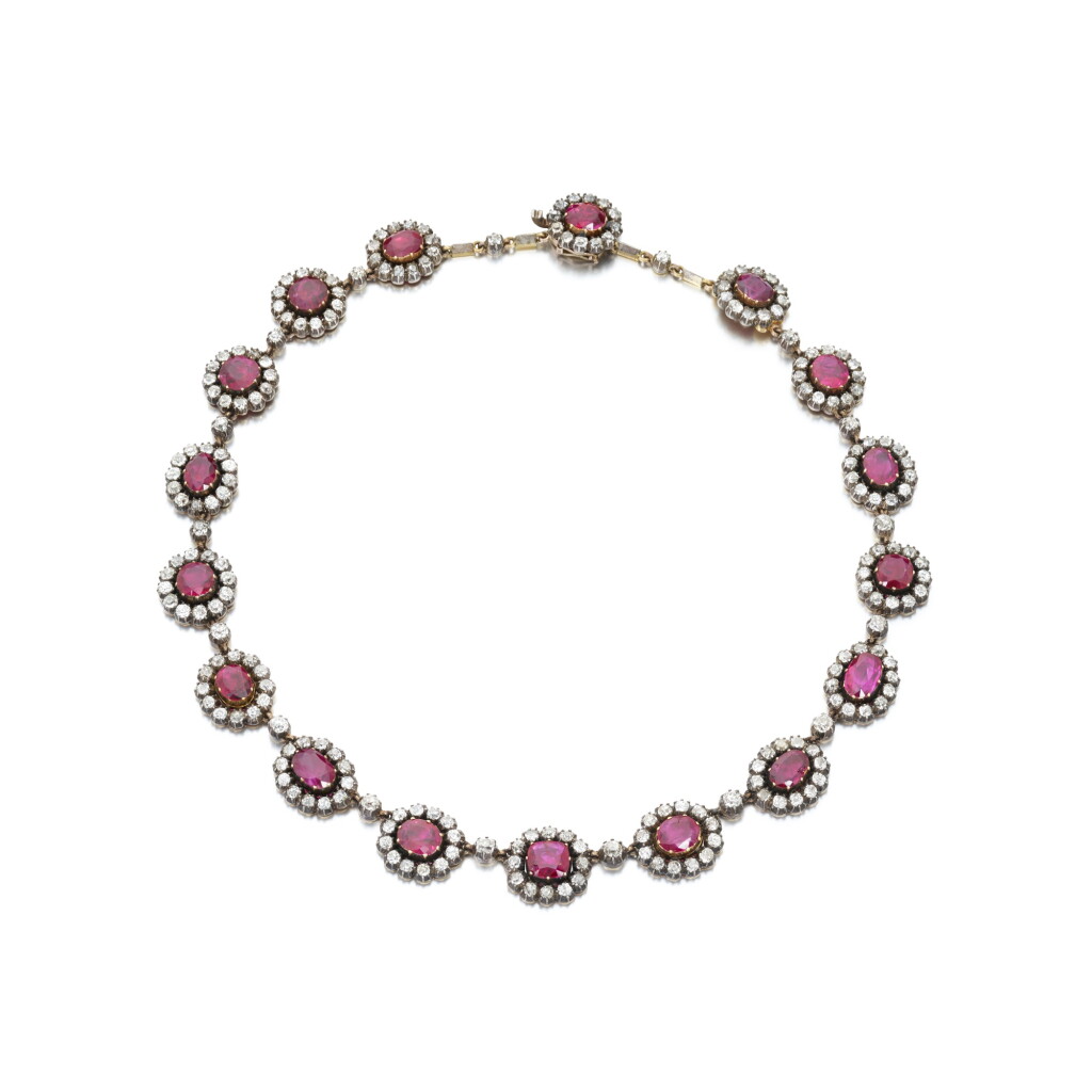 View full screen - View 1 of Lot 641. Charming Ruby and Diamond Necklace 紅寶石 配 鑽石 項鏈.
