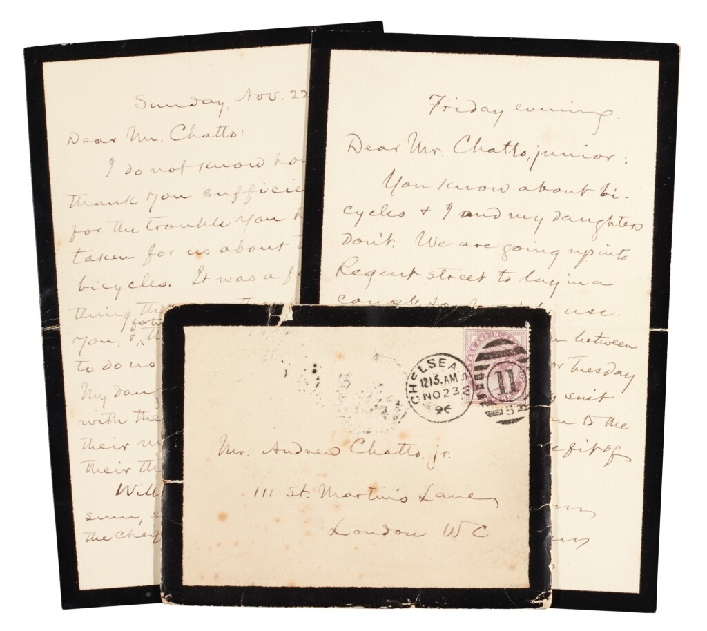 View full screen - View 1 of Lot 75. Twain, two autograph letters signed, to Andrew Chatto, 1896, with three related letters.