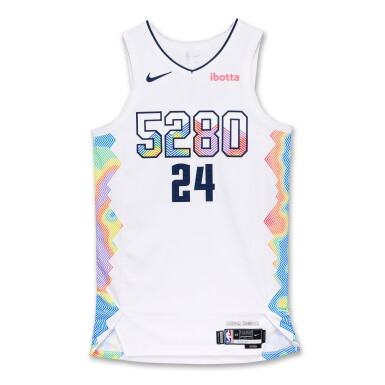 View full screen - View 1 of Lot 77. Jalen Pickett Denver Nuggets 2024-2025 Game Worn City Edition Jersey | Probable Playoff Wear.