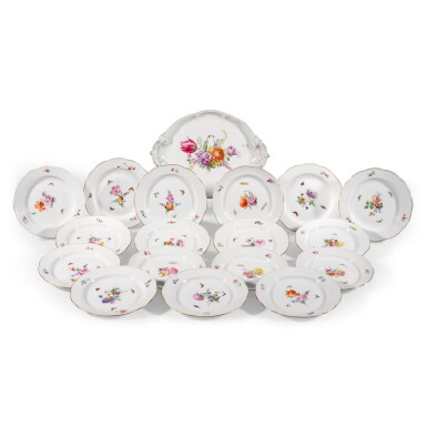 View full screen - View 1 of Lot 127. A set of seventeen Berlin (K.P.M.) ozier moulded plates, 19th century.