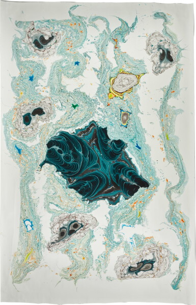 View full screen - View 1 of Lot 15. Unstable Talismanic Rendering 28 (with gratitude to master marbler Dirk Lange).