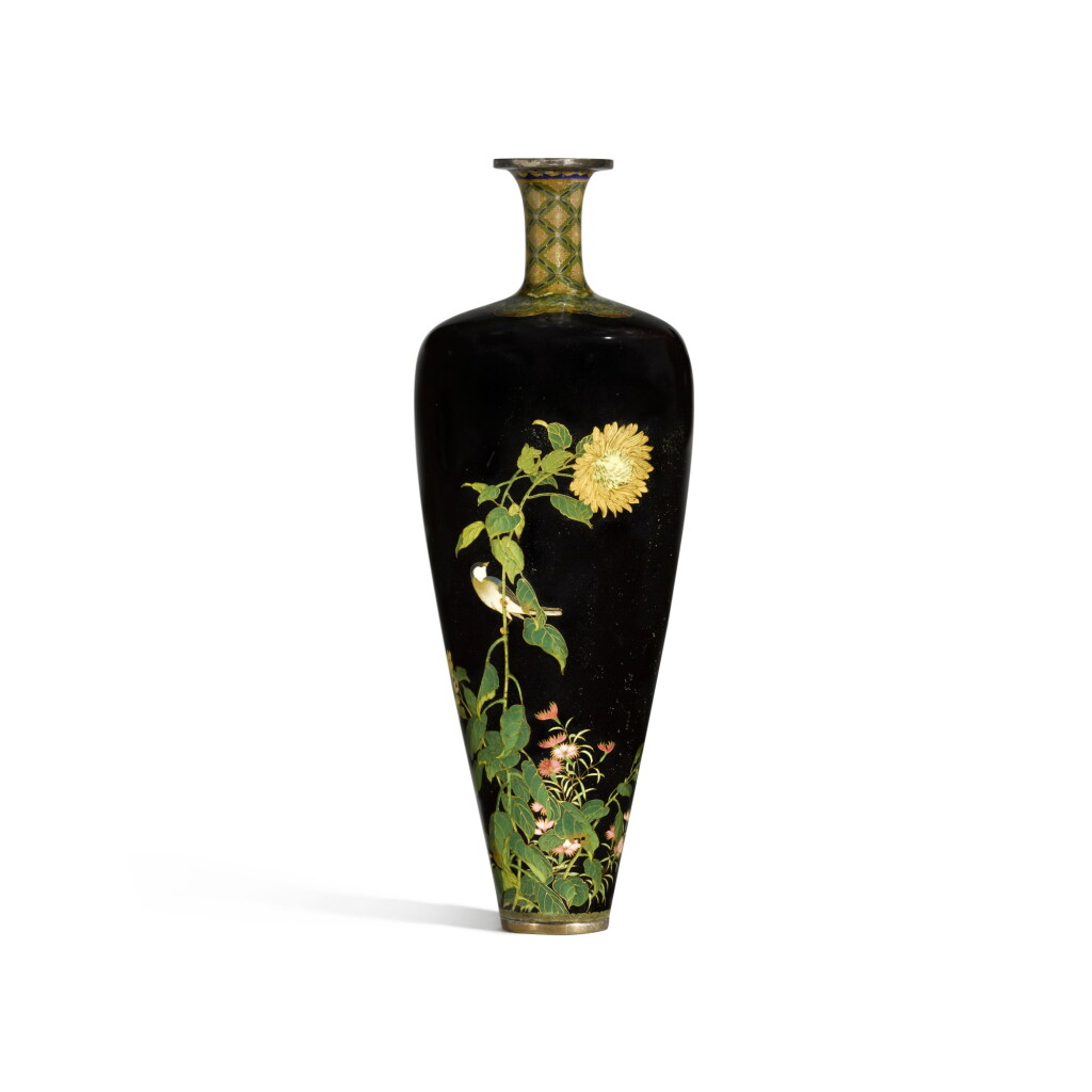 View full screen - View 1 of Lot 139. A CLOISONNE ENAMEL VASE SIGNED KYOTO NAMIKAWA (NAMIKAWA YASUYUKI, 1845-1927), MEIJI PERIOD, LATE 19TH CENTURY.