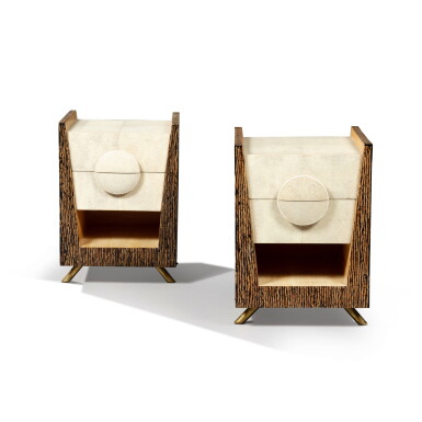 View full screen - View 1 of Lot 272. Pair of side tables | Paire de tables d’appoint.