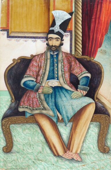 View full screen - View 1 of Lot 64. A PORTRAIT OF NASIR AL-DIN SHAH QAJAR (R.1848-96), PERSIA, QAJAR, SECOND HALF 19TH CENTURY.