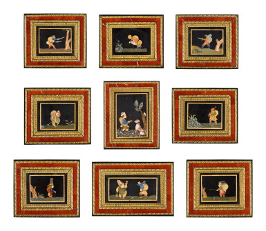 View full screen - View 1 of Lot 29. A set of nine Italian pietre dure and marble panels, Florence, late 17th century.