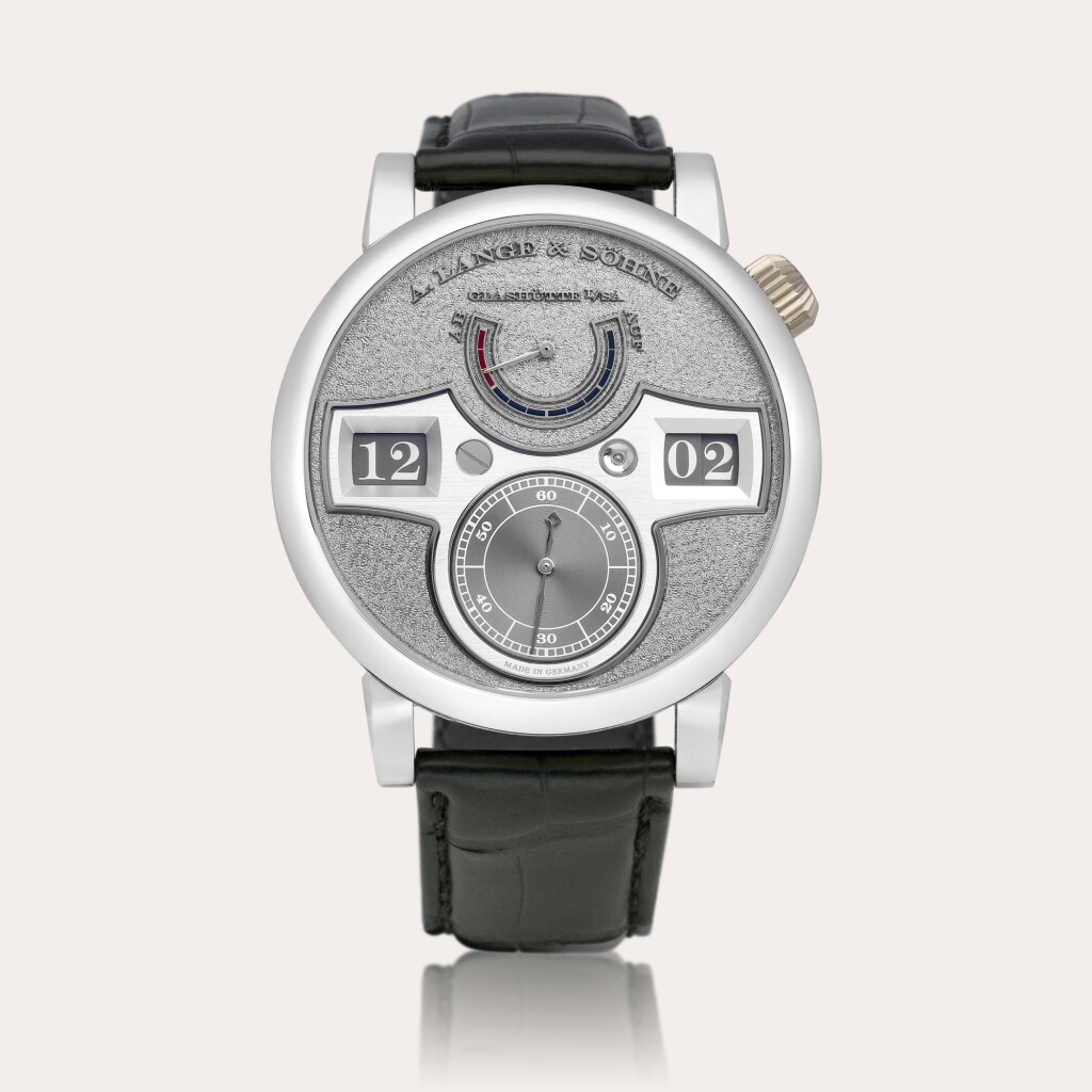 View full screen - View 1 of Lot 2164. Zeitwerk 'Handwerkskunst', Reference 140.048 | A limited edition platinum wristwatch with digital time display and power reserve indication, Circa 2013.