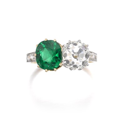 View full screen - View 1 of Lot 690. Emerald and diamond ring | 祖母綠配鑽石戒指.