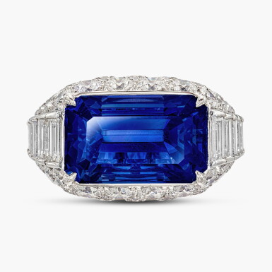 View full screen - View 1 of Lot 1621. Sapphire and Diamond ‘Trombino’ Ring | 寶格麗 | 11.44克拉 天然「斯里蘭卡」未經加熱藍寶石 配 鑽石 ‘Trombino’ 戒指.