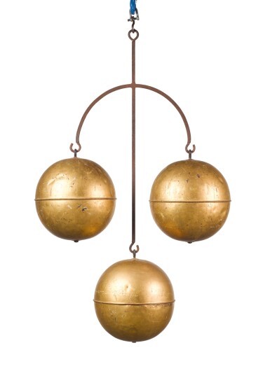 View full screen - View 1 of Lot 84. A VICTORIAN CAST-IRON AND GILT-COPPER PAWNBROKERS SIGN, 19TH CENTURY.