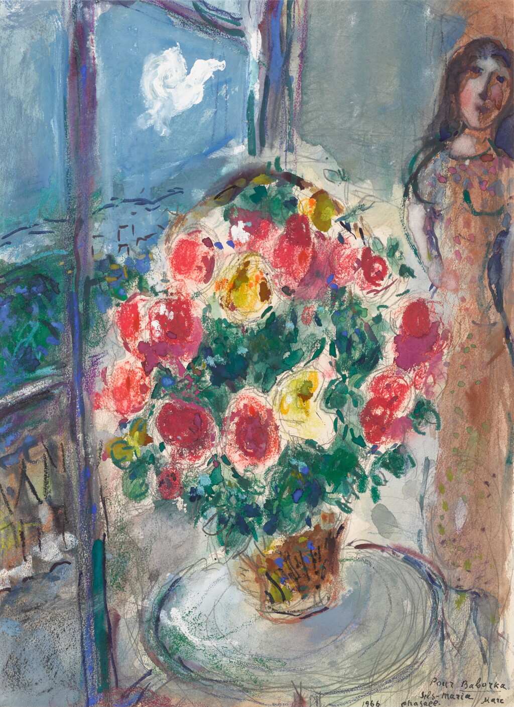 View full screen - View 1 of Lot 129. Bouquet multicolore pour Vava à Sils.