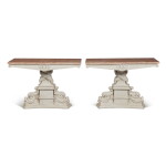 A Pair of Scottish Victorian White-Painted Dolphin-Form Side Tables, late 19th/ 20th century