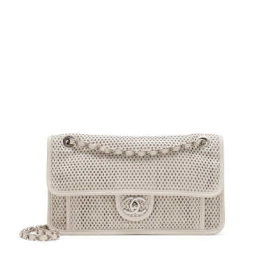 View full screen - View 1 of Lot 95. White Perforated Leather Up In The Air Flap Bag Silver Hardware, 2012-2013.