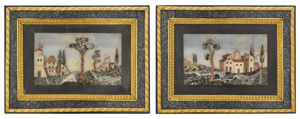 View full screen - View 1 of Lot 32. A pair of Italian pietre tenere panels, Florence, early 18th century.
