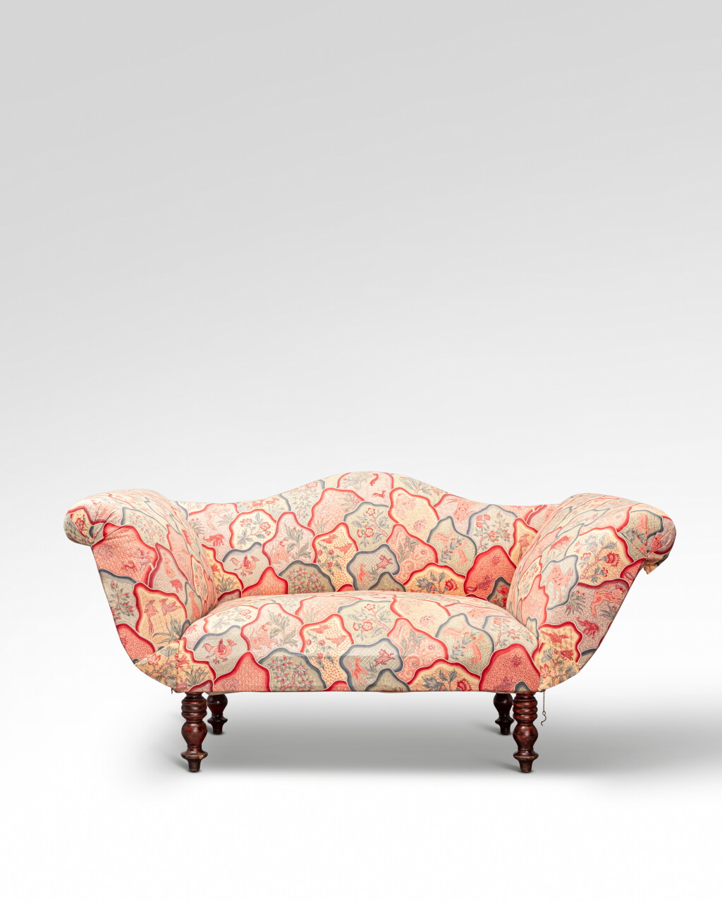 View full screen - View 1 of Lot 117. An English mahogany sofa, second half 19th century, the modern cotton upholstery by Madeleine Castaing (1894-1992).