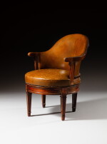 Fauteuil de bureau tournant en acajou d'époque Louis XVI, vers 1780, estampille de Jean-Baptiste-Claude Sené