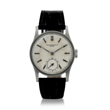 View full screen - View 1 of Lot 157. PATEK PHILIPPE | REFERENCE 96 A STAINLESS STEEL WRISTWATCH, MADE IN 1943.