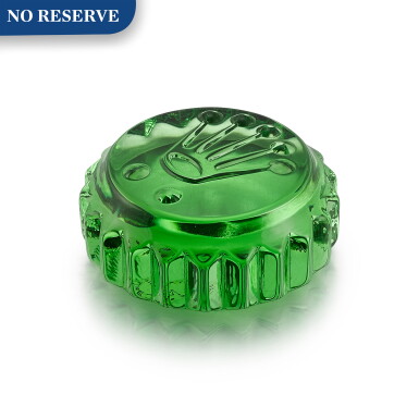 View full screen - View 1 of Lot 8022. ROLEX | A CRYSTAL PAPERWEIGHT WITH ROLEX LEATHER POUCH, MADE FOR BASELWORLD 2006.