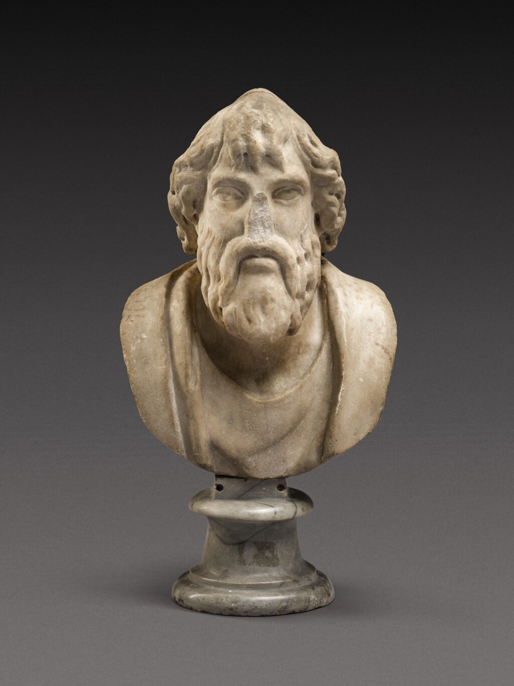 View full screen - View 1 of Lot 193. A Roman Marble Portrait Head of a Philosopher, circa 2nd/3rd Century A.D., on 17th/18th Century shoulders.