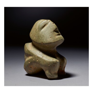 View full screen - View 1 of Lot 135. MEZCALA STONE SEATED FIGURE LATE PRECLASSIC, CIRCA 300 - 100 BC.