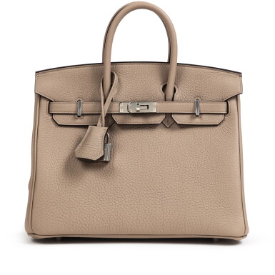 View full screen - View 1 of Lot 344. Gris Tourterelle Togo Birkin 25 Palladium Hardware, 2024.