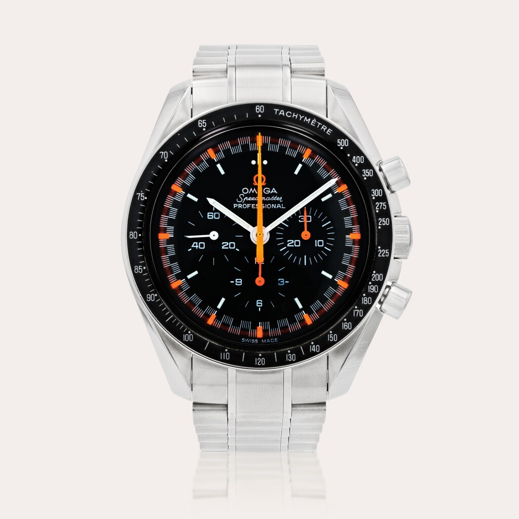 View full screen - View 1 of Lot 447. Speedmaster 'Japan Racing Dial' limited edition, reference 3570.40 Montre bracelet chronographe en acier | Stainless steel chronograph wristwatch with bracelet Vers 2005 | Circa 2005.