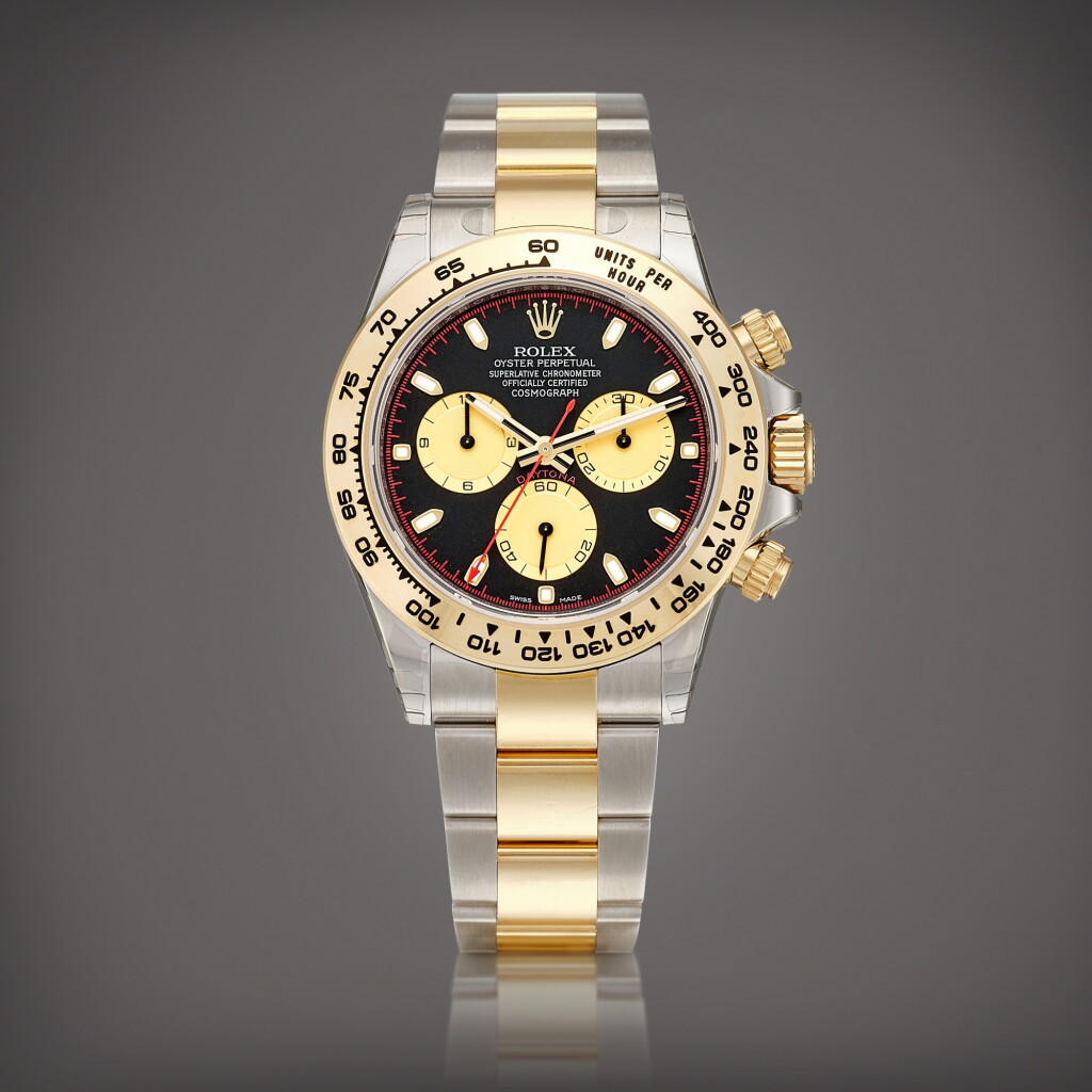 View full screen - View 1 of Lot 2293. Cosmograph Daytona, Reference 116503 A yellow gold and stainless steel chronograph wristwatch with bracelet, Circa 2010 | 勞力士 | Cosmograph Daytona型號116503 | 黃金及精鋼計時鏈帶腕錶,約2010年製.