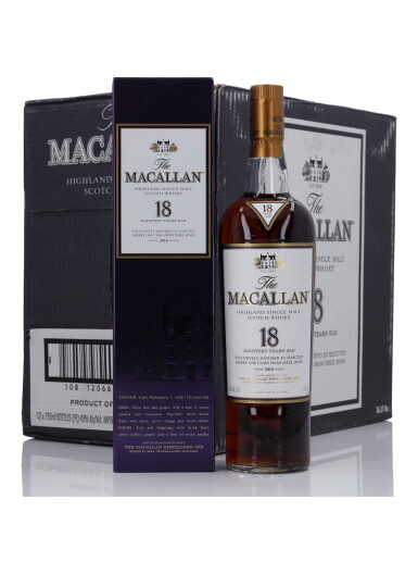 View full screen - View 1 of Lot 47. The Macallan 18 Year Old Sherry Oak 43.0 abv NV (12 Bottles 75cl).