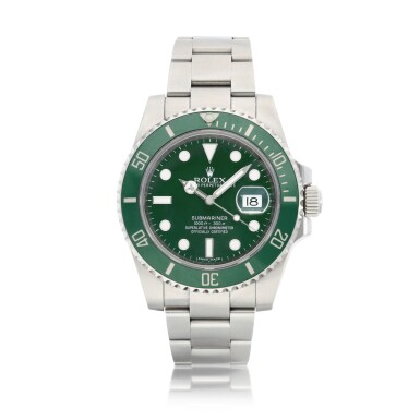 View full screen - View 1 of Lot 8257. Submariner "Hulk", Reference 116610 | A stainless steel wristwatch with date and bracelet, Circa 2015 | 勞力士 Submariner "Hulk" 型號116610 | 精鋼鏈帶腕錶,備日期顯示,約2015年製.