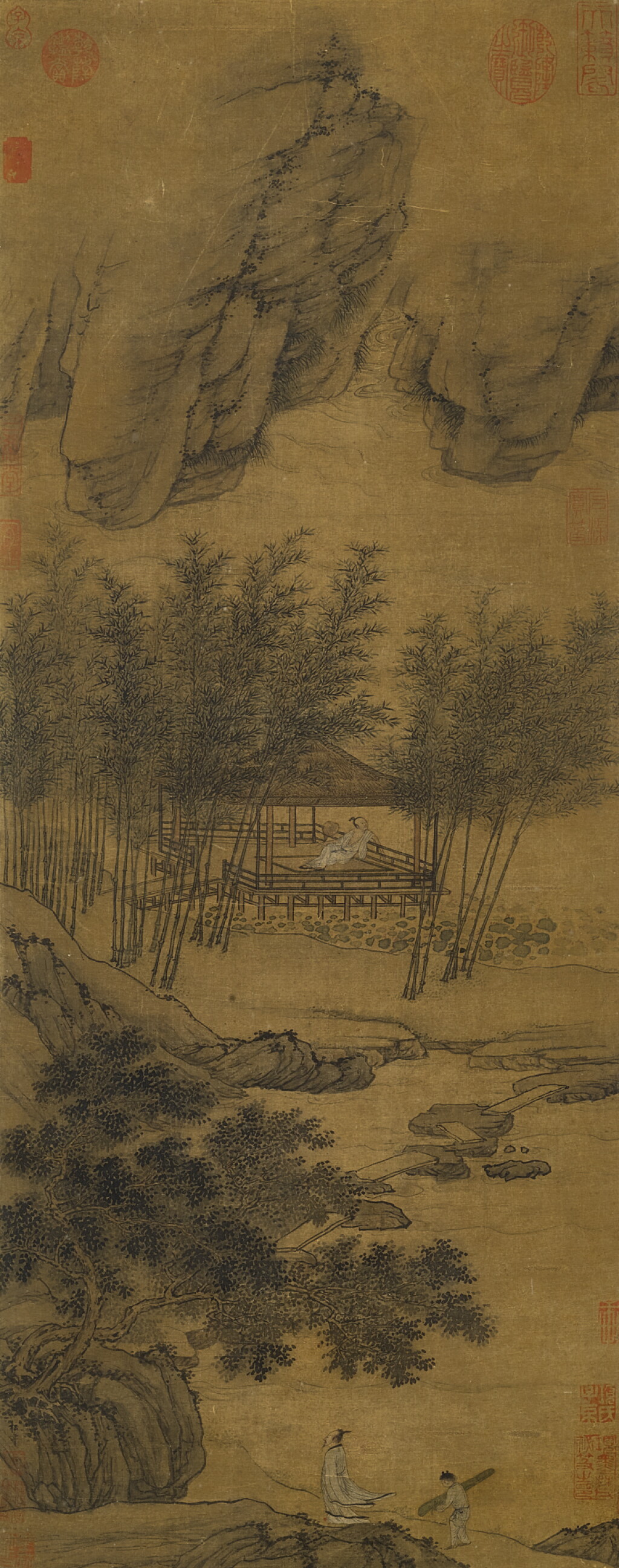 View full screen - View 1 of Lot 2534. ATTRIBUTED TO LIU SONGNIAN 劉松年(款) | PAVILION BESIDE LOTUS POND 荷庭消夏.