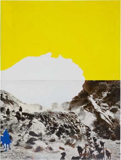 View full screen - View 1 of Lot 269. JOHN BALDESSARI | YELLOW SKY, CLOUD, BLUE HORSEMAN.