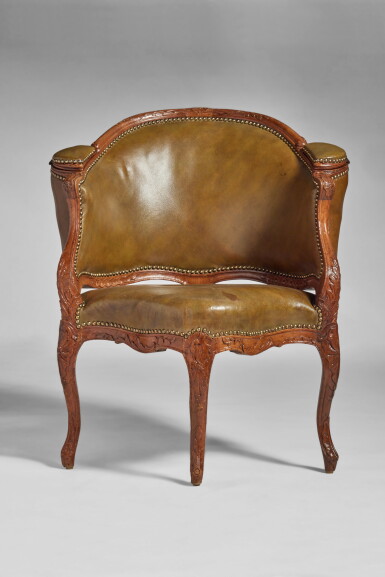 View full screen - View 1 of Lot 145. A Louis XV Walnut Fauteuil de Bureau attributed to Etienne Meunier, Circa 1745.