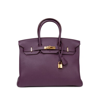 View full screen - View 1 of Lot 1027. Cassis Fjord Leather Birkin 35 Gold Hardware, 2011.