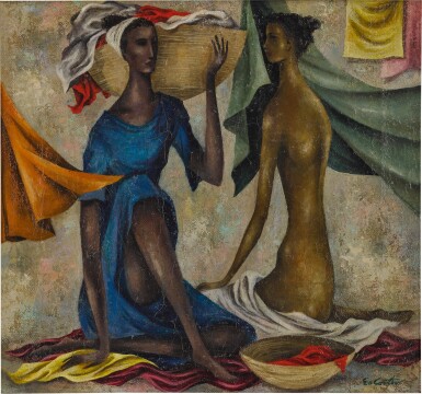View full screen - View 1 of Lot 106. Untitled (Two Seated Figures).