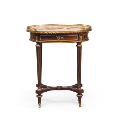 View full screen - View 1 of Lot 51. A FRENCH GILT-BRONZE MOUNTED MAHOGANY OCCASIONAL TABLE, BY GUILLAUME GROHE, AFTER A MODEL BY ADAM WEISWEILER, CIRCA 1870.