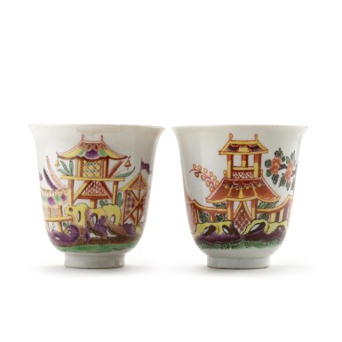 View full screen - View 1 of Lot 330. Two Doccia porcelain chinoiserie beakers, circa 1750.