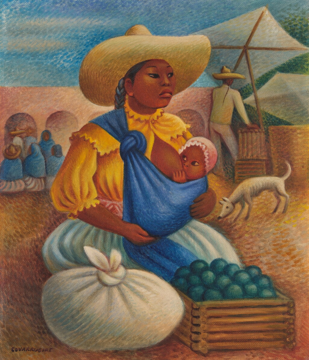 View full screen - View 1 of Lot 187. Mujer en el mercado.