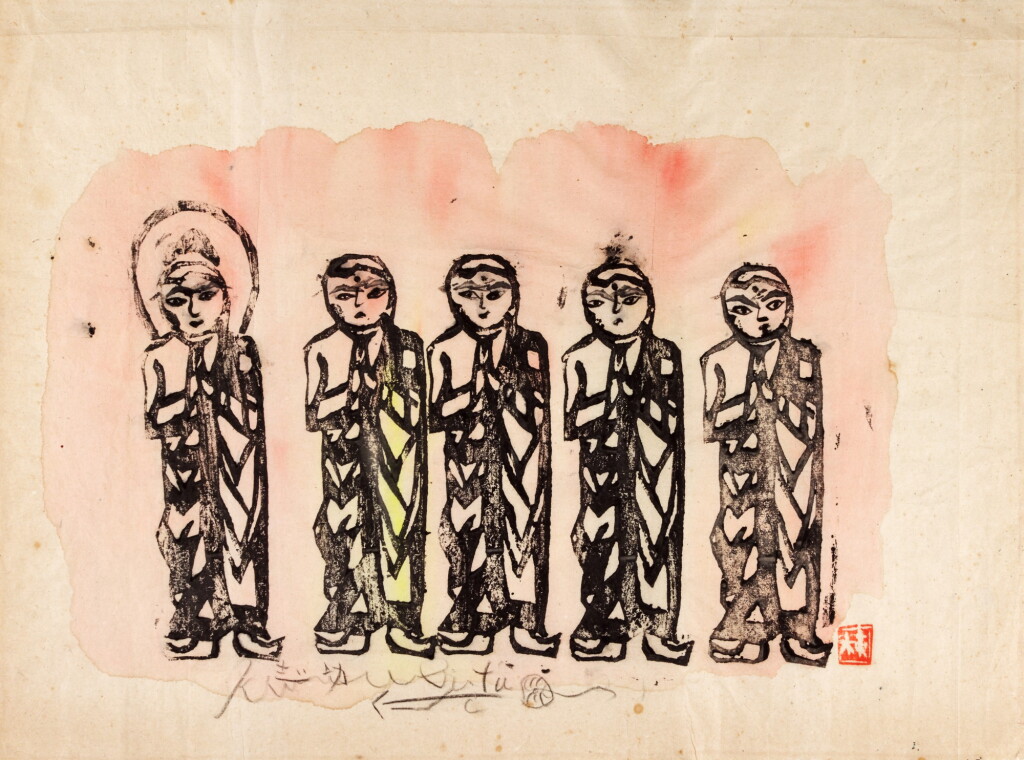View full screen - View 1 of Lot 54. MUNAKATA SHIKO, (1903-1975), SHOWA PERIOD, 20TH CENTURY | BUDDHIST SCENE .