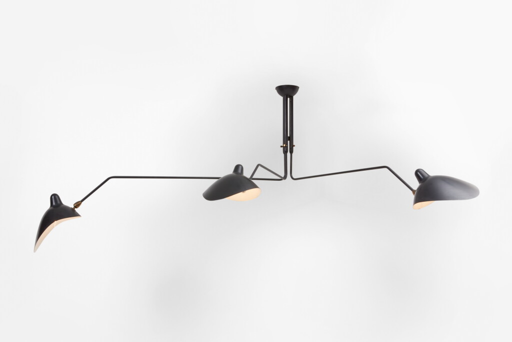 View full screen - View 1 of Lot 83. SERGE MOUILLE | THREE-ARM CEILING LIGHT.