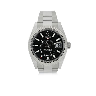 View full screen - View 1 of Lot 20. ROLEX | REFERENCE 326934 SKY DWELLER A STAINLESS STEEL AUTOMATIC DUAL TIME WRISTWATCH WITH DATE AND BRACELET, CIRCA 2020.