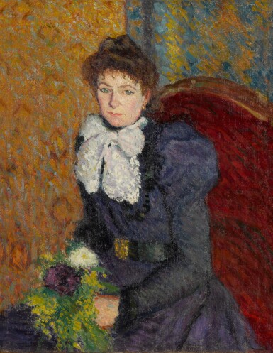 View full screen - View 1 of Lot 355. Portrait de la mère de l'artiste au bouquet.